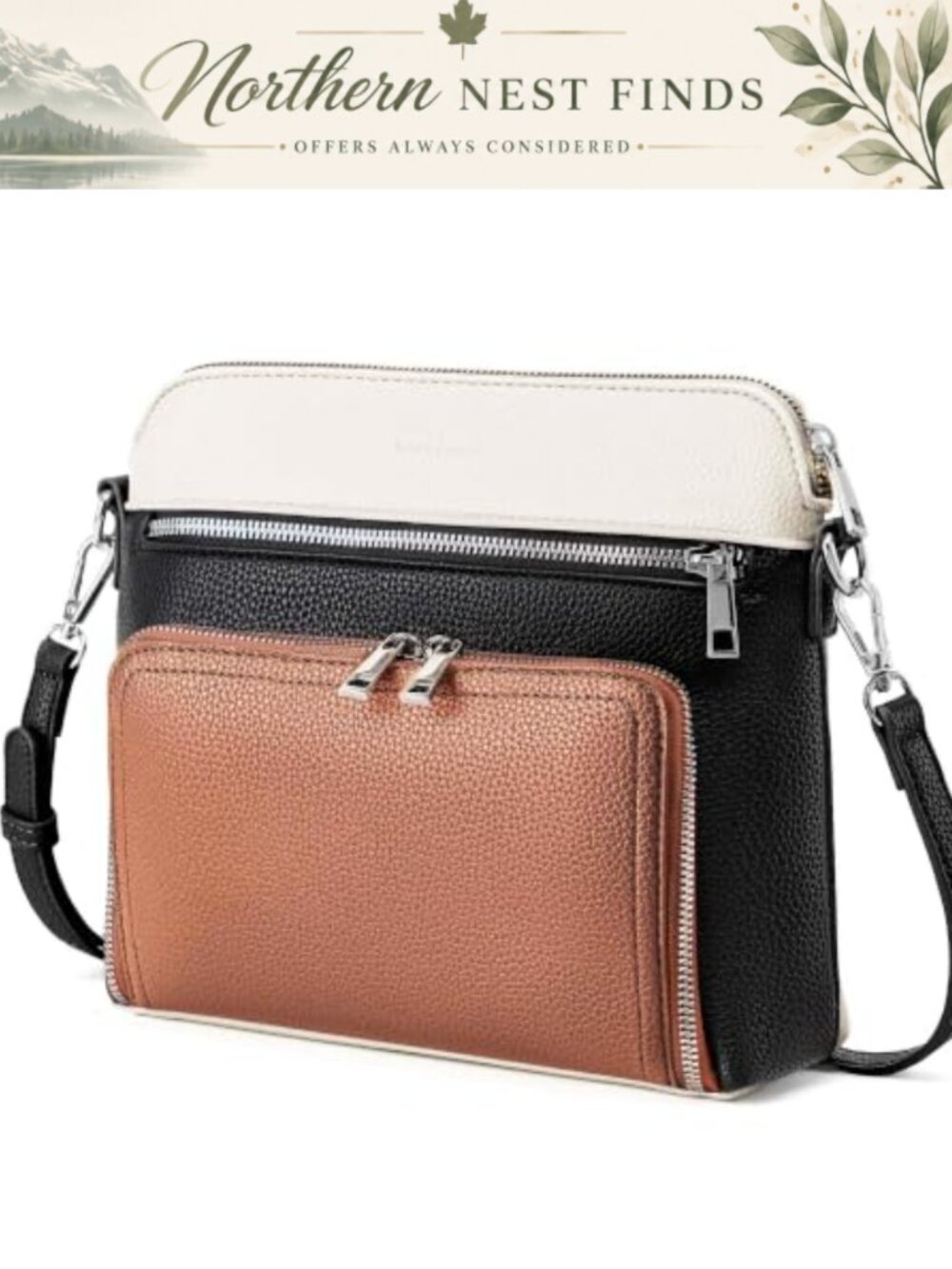 RFID Blocking Vegan Leather Crossbody Purse with Built-in Wallet